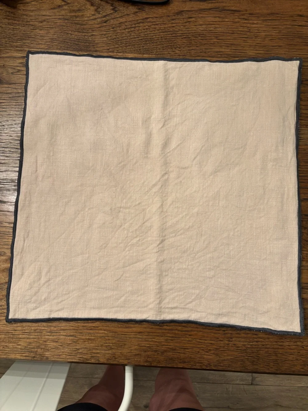 Crate & Barrel Set of 2 Cotton Merrow Stitch Pillow Covers 23x23 Moonbeam
